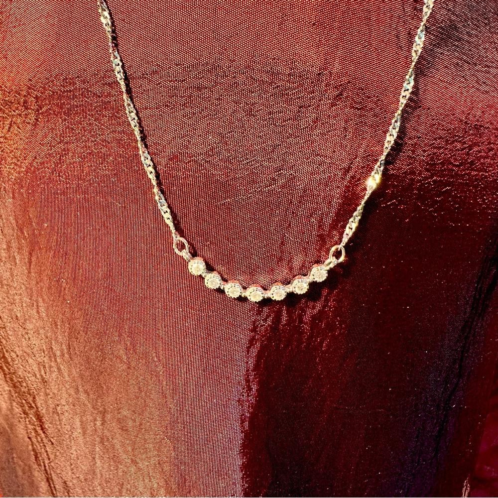Silvertone 15" CZ Necklace